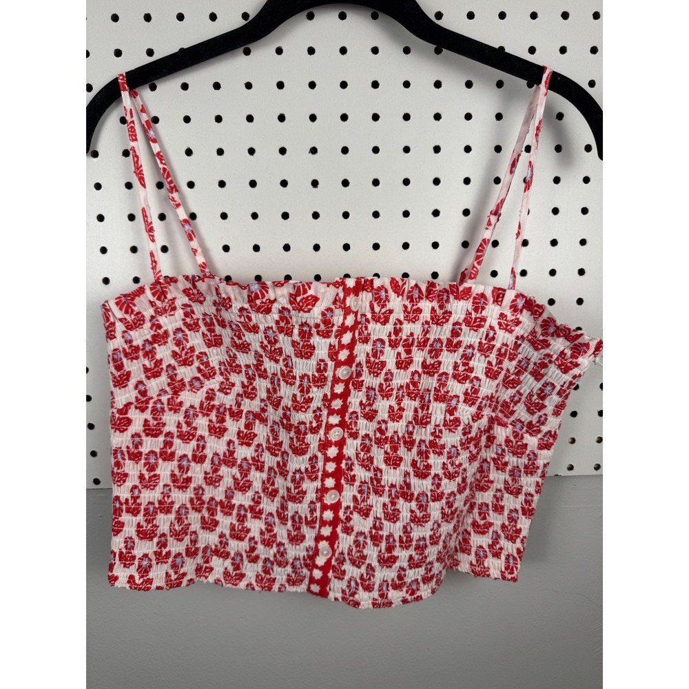 Roller Rabbit x Target Red Lavender Floral Smocked Cami Tank Top Large NEW